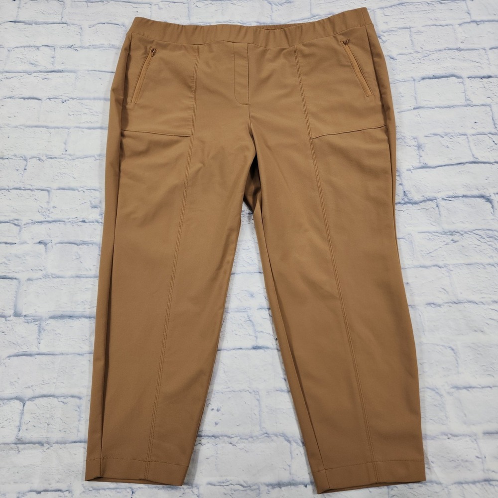 Lane Bryant WOMENS SIZE 24 On the Go Slim Ankle Stretch Mid Rise Pants Biege